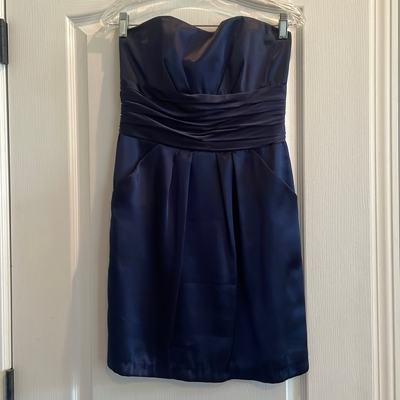 Dresses & Skirts - Navy Blue Dress - Satin with Pockets